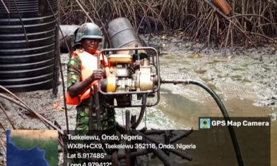 Operation Delta Sanity: Nigerian Navy Destroys Illegal Refining Site in Ondo State [Photos]