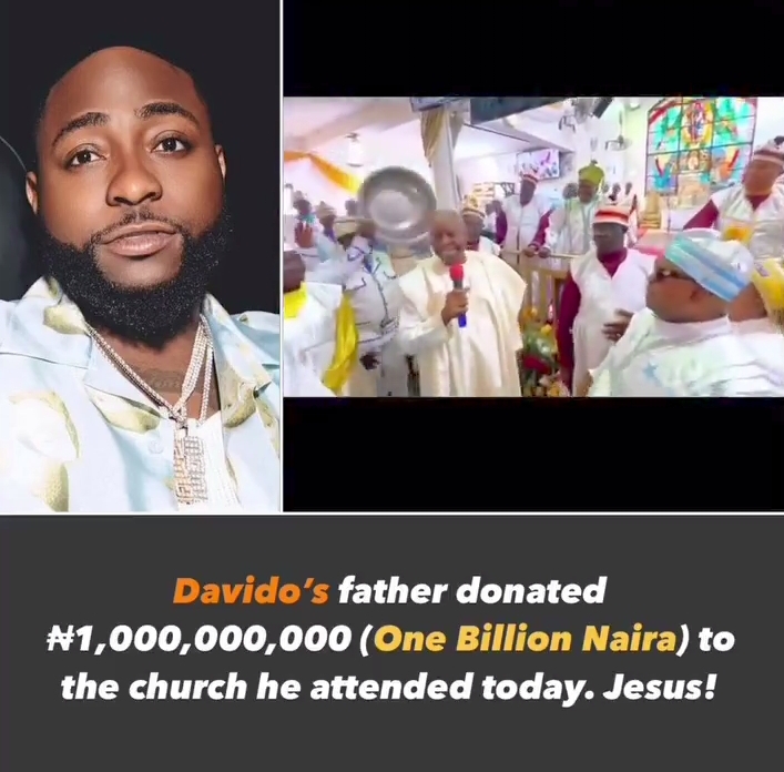 Davido's Father, Adedeji Adeleke, Makes Historic Donation to Church in Honor of Late Mother [Pics/Video]