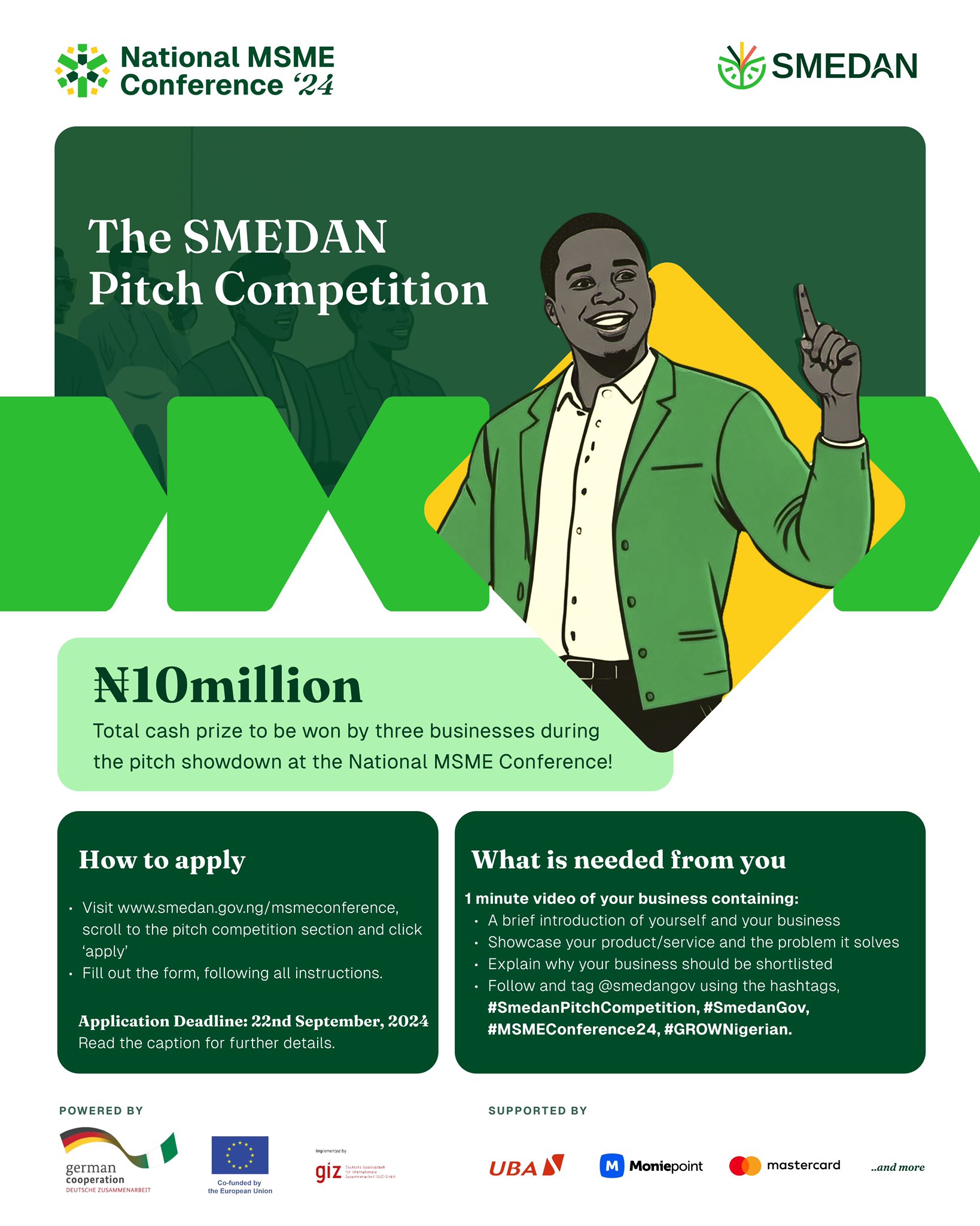 Apply Now: SMEDAN Pitch competition (Up to 10 million Naira in Grants)