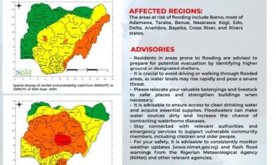 FLOODING ALERT: Full List of State at Risk In The Next Heavy Rainfall - NIMET