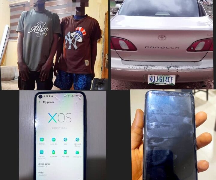 Enugu Police Nab Two Car Thieves, Recover Stolen Phones and Getaway Vehicle