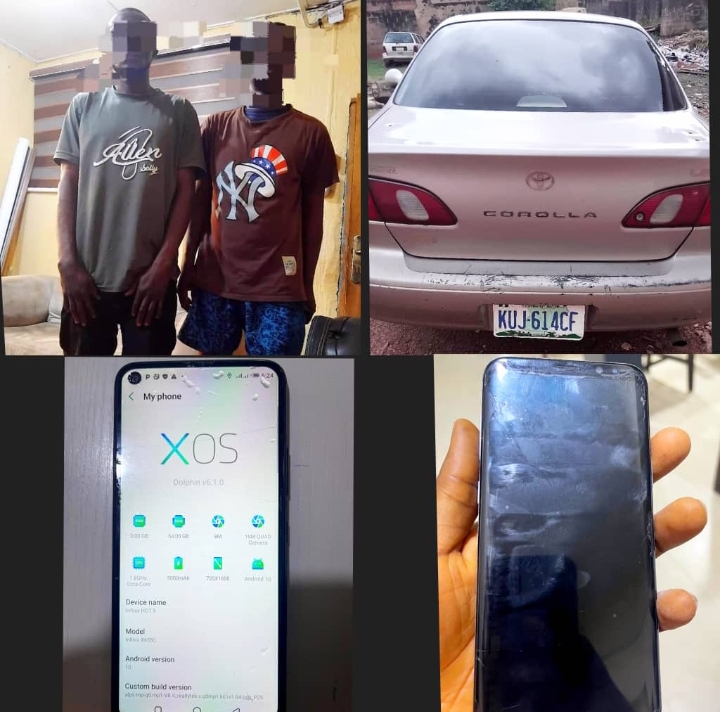 Enugu Police Nab Two Car Thieves, Recover Stolen Phones and Getaway Vehicle